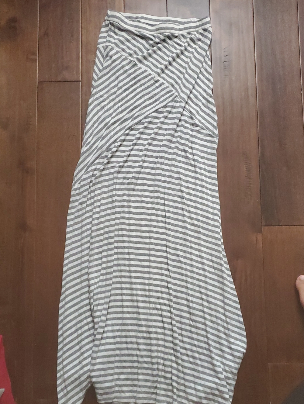 Striped Maxi Dress in Light Gray and White